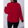 image:imageSOLY HUX Womens Plus Size Tops Notched V Neck Long Sleeve Color Block Casual Work BlouseRed Colorblock