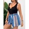 image:imageSOLY HUX Womens Plus Size Tribal Print Short Jumpsuit Notch V Neck Sleeveless Boho Rompers with BeltBlue Tribal