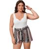 image:imageSOLY HUX Womens Plus Size Tribal Print Short Jumpsuit Notch V Neck Sleeveless Boho Rompers with BeltWhite Tribal