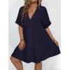 image:imageSOLY HUX Womens Plus Size V Neck Flowy Dresses Summer Short Sleeve Swing Loose Casual Smocked DressDark Blue