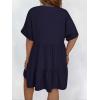 image:imageSOLY HUX Womens Plus Size V Neck Flowy Dresses Summer Short Sleeve Swing Loose Casual Smocked DressDark Blue