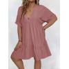 image:imageSOLY HUX Womens Plus Size V Neck Flowy Dresses Summer Short Sleeve Swing Loose Casual Smocked DressDusty Pink