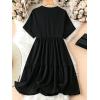 image:imageSOLY HUX Womens Plus Size V Neck Flowy Dresses Summer Short Sleeve Swing Loose Casual Smocked DressPure Black