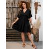 image:imageSOLY HUX Womens Plus Size V Neck Flowy Dresses Summer Short Sleeve Swing Loose Casual Smocked DressPure Black