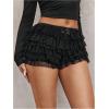 image:imageSOLY HUX Womens Plus Size Y2k Lace Ruffle Bloomers Mini Shorts Sweet Layered Party Pumpkin BottomsPure Black