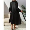 image:imageSOLY HUX Womens Satin Pajama Set Cowl Neck Silk Nightgown Slip Cami Dress with Belted RobePure Black