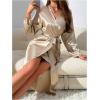 image:imageSOLY HUX Womens Satin Pajama Set Cowl Neck Silk Nightgown Slip Cami Dress with Belted RobePure Champagne