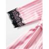 image:imageSOLY HUX Womens Satin Pajama Set Lace Striped Cami Top and Shorts Panty with Robes 4 Piece Pjs SleepwearPink Multi