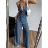 image:imageSOLY HUX Womens Sexy 2 Piece Outfits Sleeveless Halter Top and Wide Leg Pants SetDusty Blue