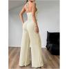 image:imageSOLY HUX Womens Sexy 2 Piece Outfits Sleeveless Halter Top and Wide Leg Pants SetPlain Apricot