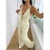 image:imageSOLY HUX Womens Sexy 2 Piece Outfits Sleeveless Halter Top and Wide Leg Pants SetPlain Apricot