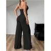 image:imageSOLY HUX Womens Sexy 2 Piece Outfits Sleeveless Halter Top and Wide Leg Pants SetPlain Black
