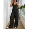 image:imageSOLY HUX Womens Sexy 2 Piece Outfits Sleeveless Halter Top and Wide Leg Pants SetPlain Black