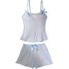 image:imageSOLY HUX Womens Sexy Sheer Mesh Pajama Bowknot Camisole Top and Shorts 2 Piece Cute Heart Print See Through Lingerie SetBlue Heart