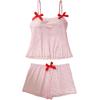 image:imageSOLY HUX Womens Sexy Sheer Mesh Pajama Bowknot Camisole Top and Shorts 2 Piece Cute Heart Print See Through Lingerie SetPink Heart