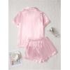 image:imageSOLY HUX Womens Silk Pajama Set Short Sleeve Satin Sleepwear Button Down Shirt and Shorts Sets LoungewearPlain Pink