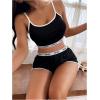 image:imageSOLY HUX Womens Sleepwear Two Piece Pajama Set Camisole Crop Top and Mini Shorts LoungewearBlack Letter