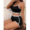 image:imageSOLY HUX Womens Sleepwear Two Piece Pajama Set Camisole Crop Top and Mini Shorts LoungewearBlack Letter