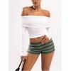 image:imageSOLY HUX Womens Striped Micro Shorts Y2k Knit Low Rise Booty Mini Shorts Color Block Stretchy LoungewearDark Green Stripe