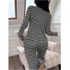 image:imageSOLY HUX Womens Striped Pajama Set Long Sleeve T Shirt Tops and Pants Fall Loungewear SleepwearDark Grey Striped