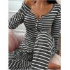 image:imageSOLY HUX Womens Striped Pajama Set Long Sleeve T Shirt Tops and Pants Fall Loungewear SleepwearDark Grey Striped