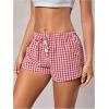 image:imageSOLY HUX Womens Striped Print Drawstring Waist Shorts Wide Leg Summer Beach Mini ShortsRed Gingham
