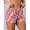 image:imageSOLY HUX Womens Striped Print Drawstring Waist Shorts Wide Leg Summer Beach Mini ShortsRed Gingham