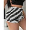 image:imageSOLY HUX Womens Striped Print High Waisted Fuzzy Skinny Mini Shorts Summer Going Out OutfitsBlack and White