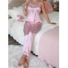 image:imageSOLY HUX Womens Striped Satin Silk Pajama Set Cami Tops and Pants Sleepwear LoungewearPink Striped