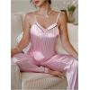 image:imageSOLY HUX Womens Striped Satin Silk Pajama Set Cami Tops and Pants Sleepwear LoungewearPink Striped