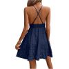 image:imageSOLY HUX Womens Summer Dress Deep V Neck Spaghetti Strap Shirred A Line Flowy Textured Vacation Short Dresses SundressSolid Dark Blue