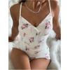 image:imageSOLY HUX Womens Summer Floral Pajamas Sleeveless Sleep Rompers One Piece SleepwearWhite Floral