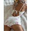 image:imageSOLY HUX Womens Summer Floral Pajamas Sleeveless Sleep Rompers One Piece SleepwearWhite Floral