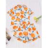 image:imageSOLY HUX Womens Summer Lounge Set Printed Short Sleeve Shirt and Shorts Pajamas Two Piece SleepwearOrange Multi