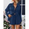 image:imageSOLY HUX Womens Summer Vacation Short Set Halter Crop Top and Shorts with Mesh Button Down Shirt 3 PieceDark Blue