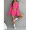 image:imageSOLY HUX Womens Sweatsuits 2 Piece Lounge Set Off The Shoulder Long Sleeve Crop Top and Shorts OutfitsHot Pink