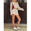 image:imageSOLY HUX Womens Sweatsuits 2 Piece Lounge Set Off The Shoulder Long Sleeve Crop Top and Shorts OutfitsSolid Apricot