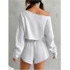 image:imageSOLY HUX Womens Sweatsuits 2 Piece Lounge Set Off The Shoulder Long Sleeve Crop Top and Shorts OutfitsSolid Grey