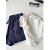 image:imageSOLY HUX Womens Tie Front Elastic Waist Linen Mini Shorts 2 Packs Vacation Summer Short PantsDark Blue and White