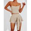 image:imageSOLY HUX Womens Tracksuits 3 Piece Yoga Workout Set Zip Up Crop Jacket Camisole Top and Biker Shorts Sports ClothesSolid Khaki