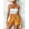 image:imageSOLY HUX Womens Tropical Print Elastic High Waisted Shorts Casual Summer Wide Straight Leg Shorts