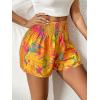image:imageSOLY HUX Womens Tropical Print Elastic High Waisted Shorts Casual Summer Wide Straight Leg Shorts