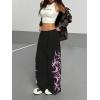 image:imageSOLY HUX Womens Y2k Baggy Sweatpants Wide Leg Graphic Grunge Goth 2000s Emo Pants Streetwear with PocketsBlack Graphic Print