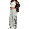 image:imageSOLY HUX Womens Y2k Baggy Sweatpants Wide Leg Graphic Grunge Goth 2000s Emo Pants Streetwear with PocketsLight Grey Graphic