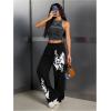 image:imageSOLY HUX Womens Y2k Sweatpants Drawstring Waist Wide Leg Gothic Grunge Pants StreetwearBlack Graphic