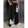image:imageSOLY HUX Womens Y2k Sweatpants Drawstring Waist Wide Leg Gothic Grunge Pants StreetwearBlack Graphic