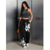 image:imageSOLY HUX Womens Y2k Sweatpants Drawstring Waist Wide Leg Gothic Grunge Pants StreetwearBlack Graphic