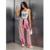 image:imageSOLY HUX Womens Y2k Sweatpants Drawstring Waist Wide Leg Gothic Grunge Pants StreetwearPink Graphic