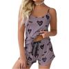 image:imageSOLY HUX Cute Pajama Sets for Women 2 Piece Heart Print Sleepwear Cami Tops and Shorts Summer LoungewearMauve Purple Heart