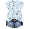 image:imageSOLY HUX Plus Size Tops for Women Cherry Print Notched V Neck Ruffle Cap Sleeve Vacation Casual BlouseLight Blue Cherry